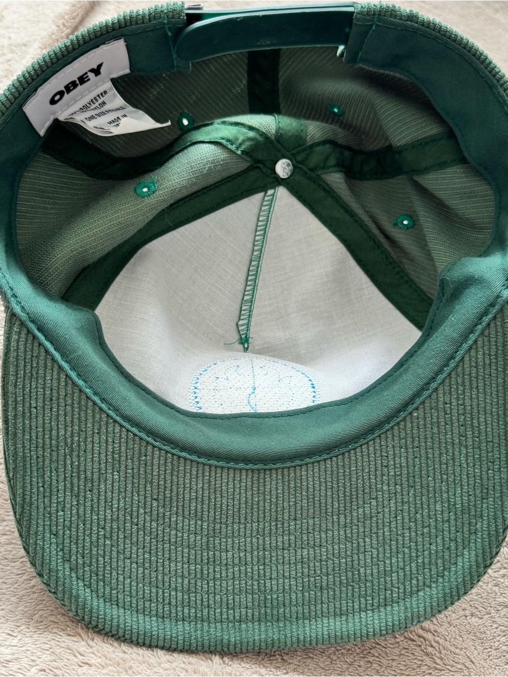Obey Green Corduroy Strapback Cap - Picture 10 of 11